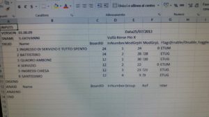 Particolare di programma .csv di programmazione scheda digilux blueline sense-4
