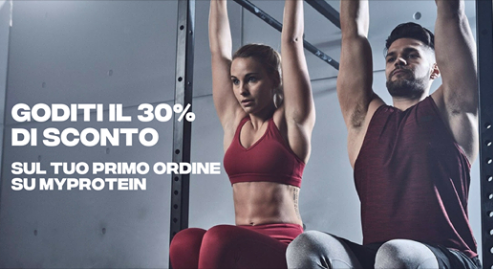 Fai il primo acquisto da questo link su Myprotein e ottieni il 30% di scolto sul tuo primo ordine! 